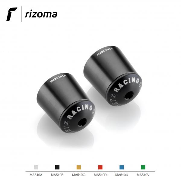 Rizoma pair of handlebar bar-end caps universal for motorcycles black color