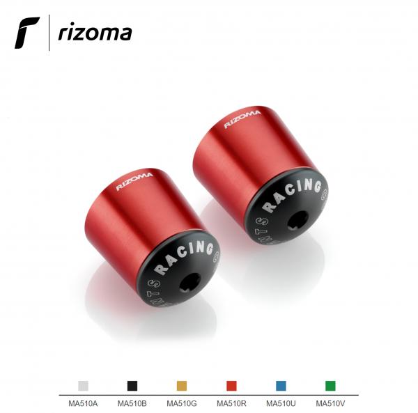Rizoma pair of handlebar bar-end caps universal for motorcycles red color