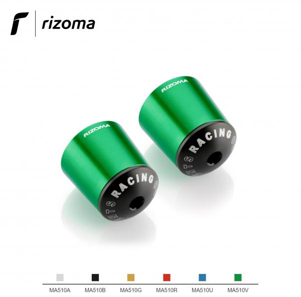 Rizoma pair of handlebar bar-end caps universal for motorcycles green color