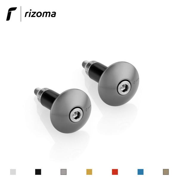 Rizoma pair of handlebar bar-end caps universal for motorcycles thunder grey color