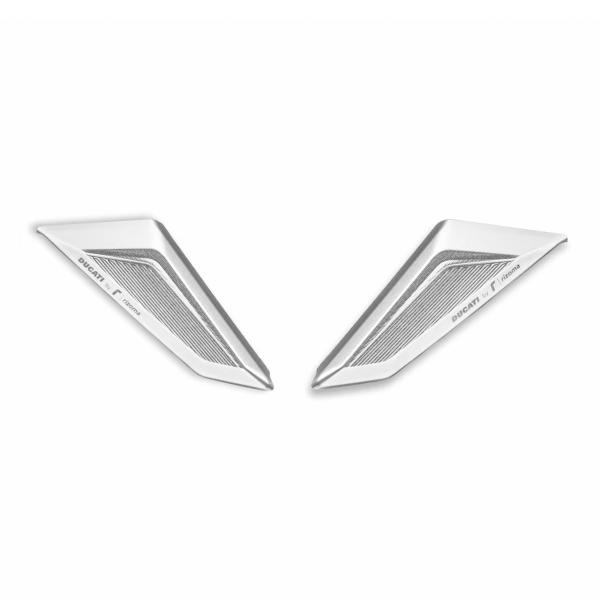 Pair of Rizoma silver aluminum mirror caps Ducati Panigale V2 2020-2024