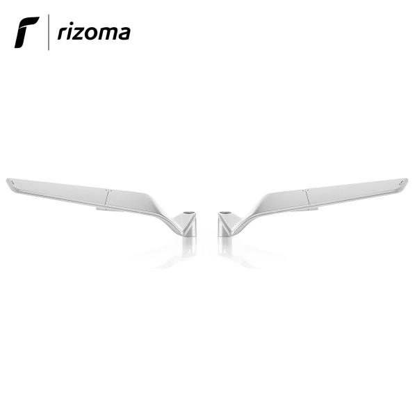 Pair of Rizoma Stealth naked mirrors in silver aluminum for Kawasaki ZH2 2021>