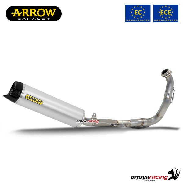 Impianto di scarico completo Arrow Thunder omologato in alluminio per Yamaha MT125 2014>2019