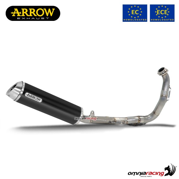 Impianto di scarico completo Arrow Thunder omologato in alluminio dark per Yamaha MT125 2014>2019