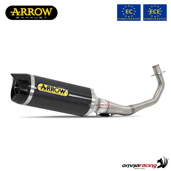 Impianto di scarico completo Arrow Thunder omologato in carbonio per Honda CB125R 2018>2020