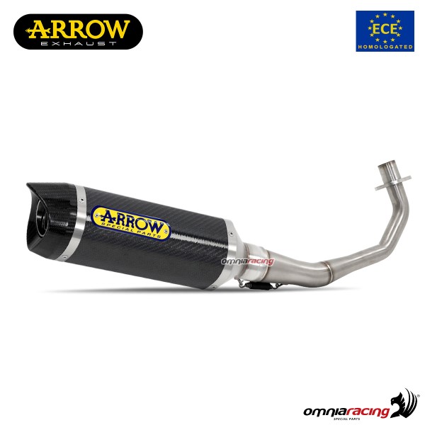 Impianto di scarico completo Arrow Thunder omologato in carbonio per Honda CB125R 2018>2020