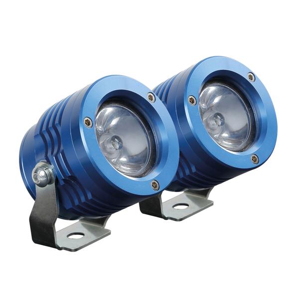 Pair of blue aluminum LED auxiliary lights Lampa O-Lux 12v