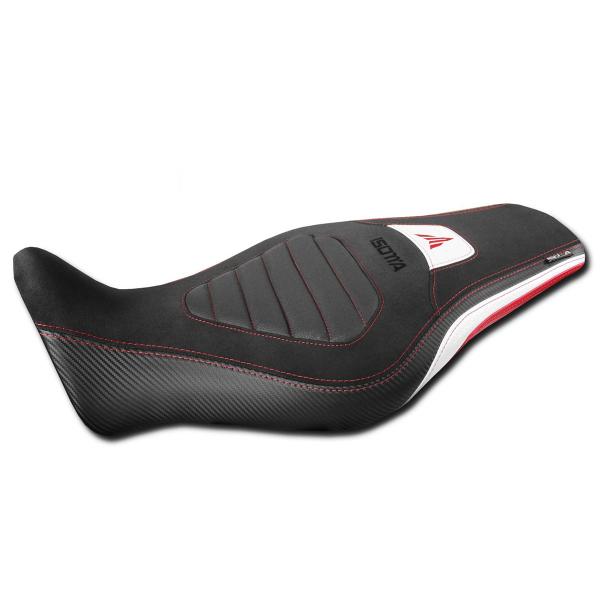 Isotta black/red/white saddle covering Yamaha MT09 2021-2023