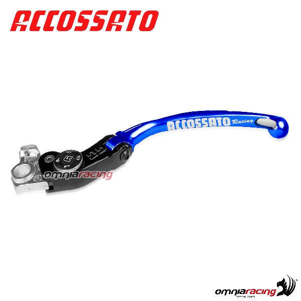 Adjustable folding long clutch lever RST Accossato blue color for Moto Guzzi Breva 1100 2005>2007