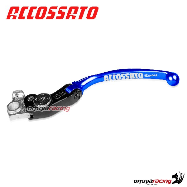 Adjustable folding long clutch lever Accossato blue color for Aprilia RSV1000SP 1999