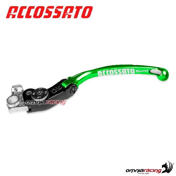 Adjustable folding long clutch lever RST Accossato green color for Aprilia RSV1000SP 1999