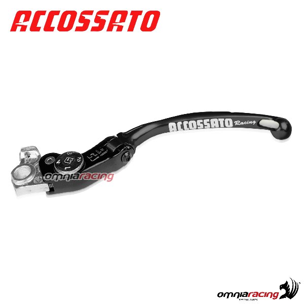 Adjustable folding long clutch lever RST Accossato black color for Aprilia RSV1000SP 1999
