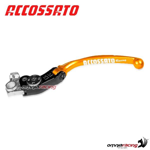 Adjustable folding long clutch lever Accossato orange color for Moto Guzzi Breva 1100 2005>2007
