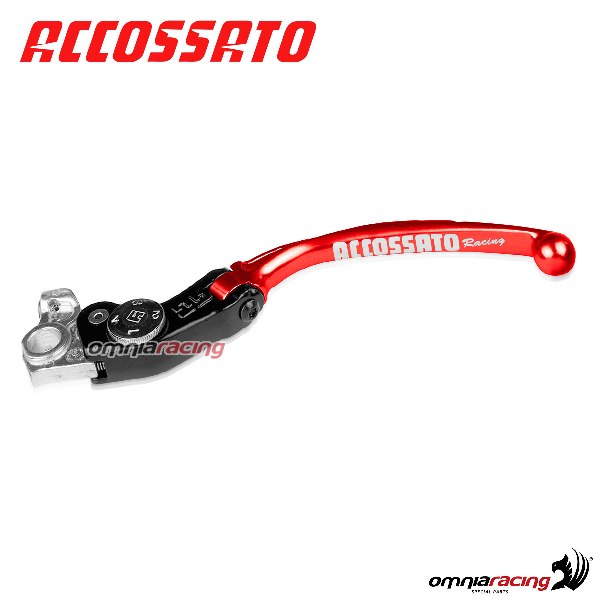 Adjustable folding long clutch lever Accossato red color for Moto Guzzi Breva 1100 2005>2007