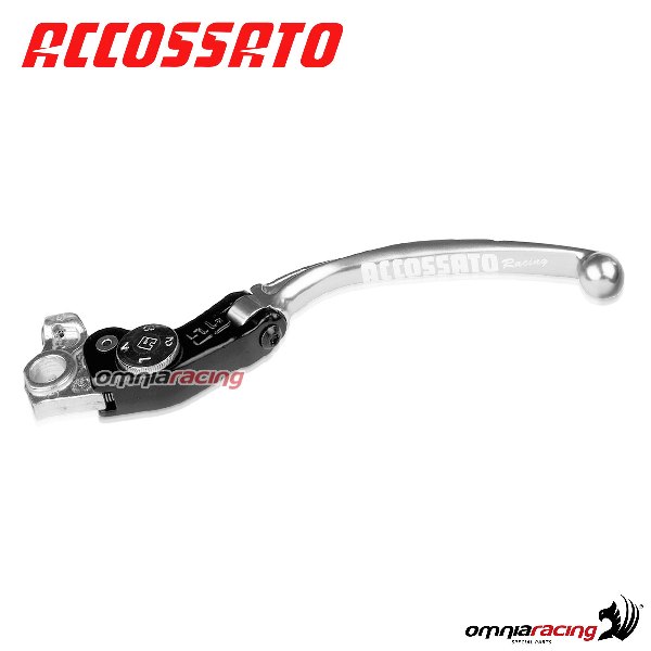 Adjustable folding long clutch lever Accossato silver color for Moto Guzzi Breva 1100 2005>2007