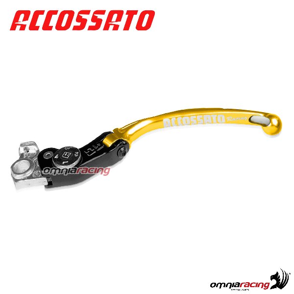 Adjustable folding long clutch lever RST Accossato gold color for Aprilia RSV1000SP 1999