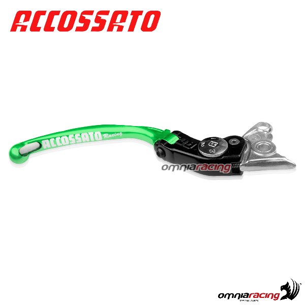 Adjustable folding long brake lever RST Accossato green color Benelli TNT1130 Cafe Racer 2006>2007