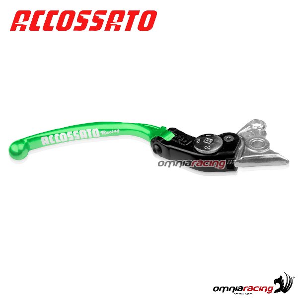 Adjustable folding long brake lever Accossato green color for Benelli TNT1130 Cafe Racer 2006>2007