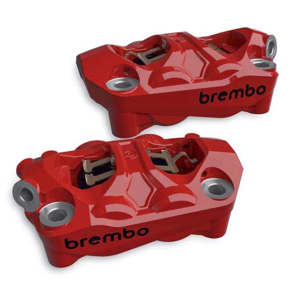 Coppia pinze freno radiali Brembo Hypure rosse interasse 100mm