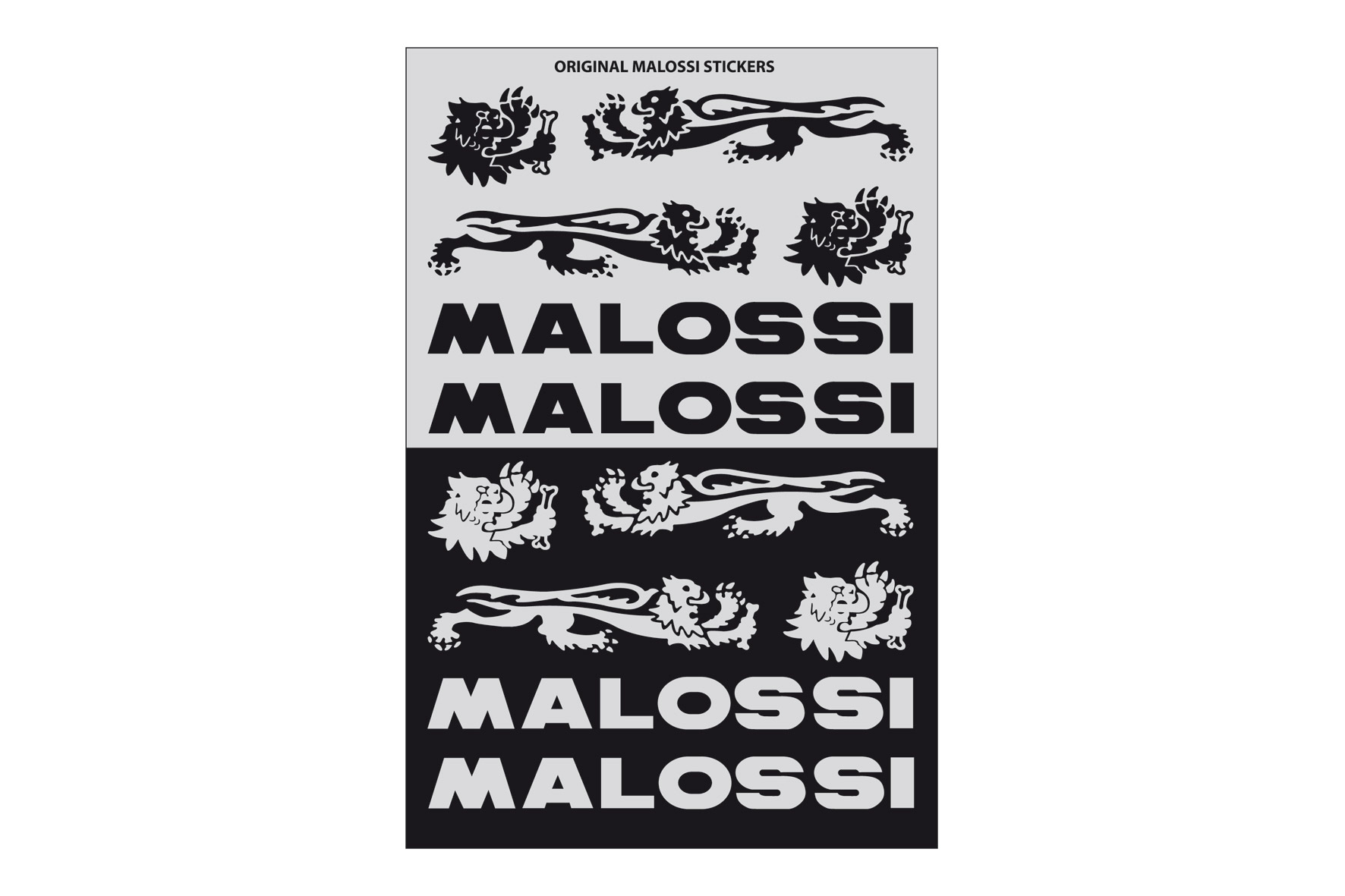 Malossi FOLDER of MALOSSI BLACK and SILVER MINI STICKERS 11,5x16,8 cm