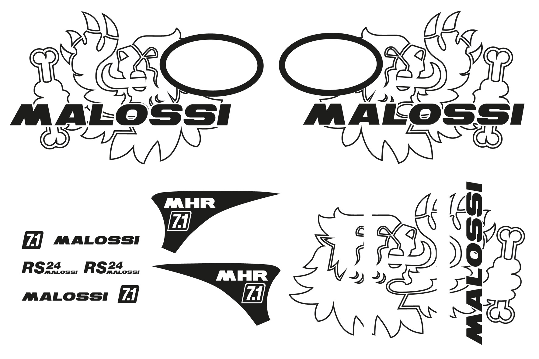 Malossi Kit of Vespa trophy stickers