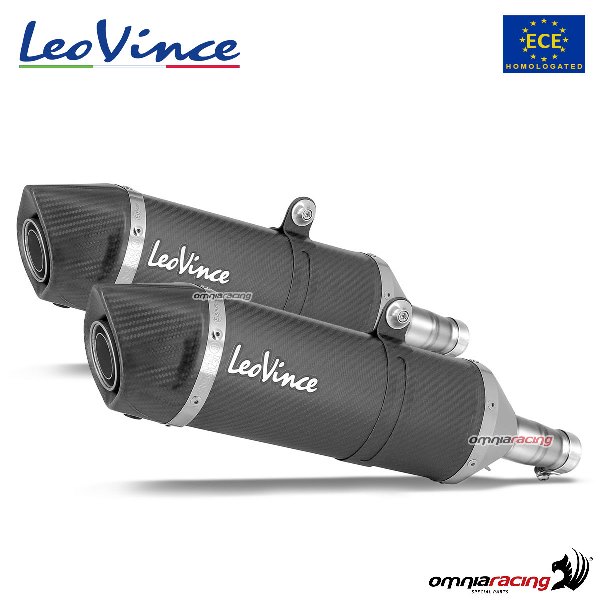 Leovince Pair of Exhaust Lv One Evo Carbon Homologated for Kawasaki