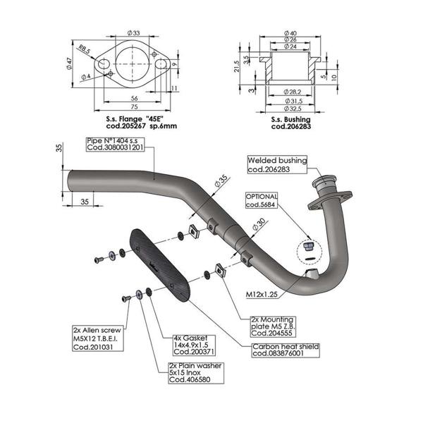 Collettore racing acciaio Leovince Beta RR125/ Motard 2021-2024