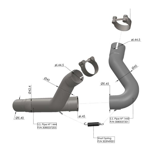 Leovince steel dekat racing link pipe Ducati Monster 937 2021-2024