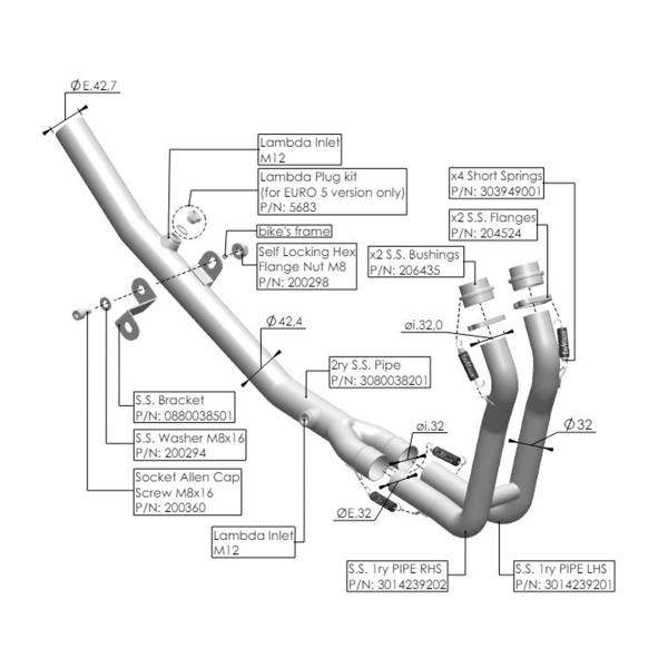 Leovince steel racing headers Kawasaki Ninja 400 2018-2021