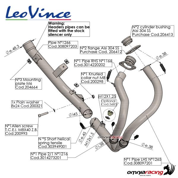 LeoVince SBK gruppo collettori racing per Honda CRF1000L Africa Twin/Adventure sports