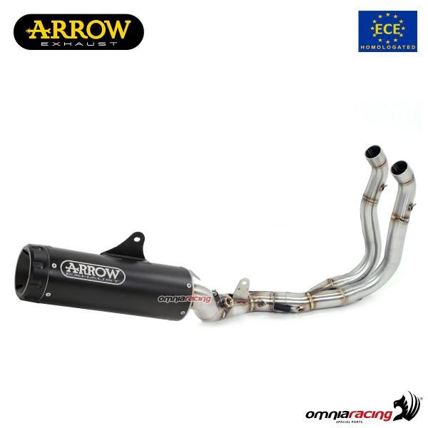 Arrow Rebel full exhaust system homologated de-kat in black steel for Yamaha XSR700 2021>