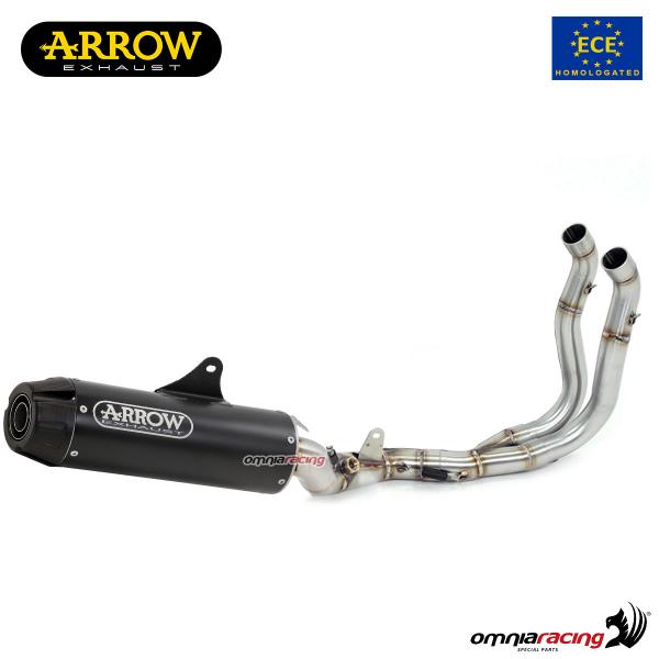 Arrow Rebel full exhaust system homologated de-kat in black steel for Yamaha XSR700 2021>