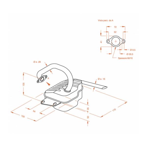 Scarico completo Leovince Sito racing acciaio Piaggio APE 50