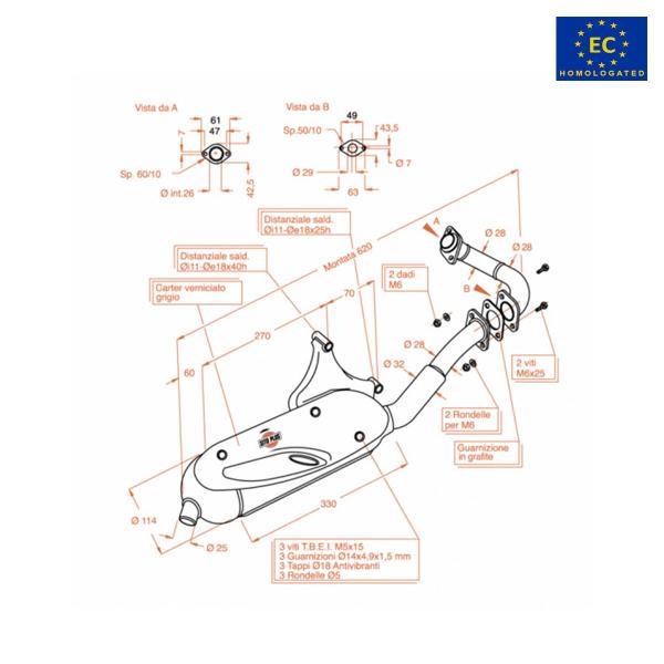 Leovince SitoPlus complete exhaust steel approved Piaggio Liberty 50 1995