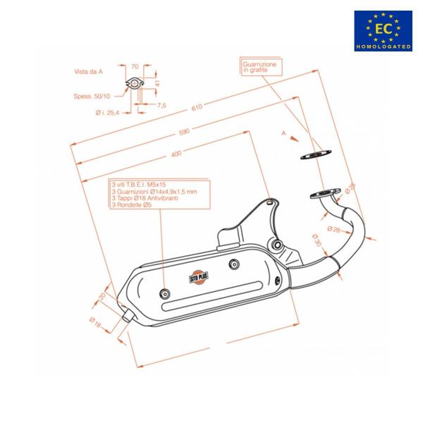 Leovince SitoPlus complete exhaust steel approved Aprilia Scarabeo 50 1998