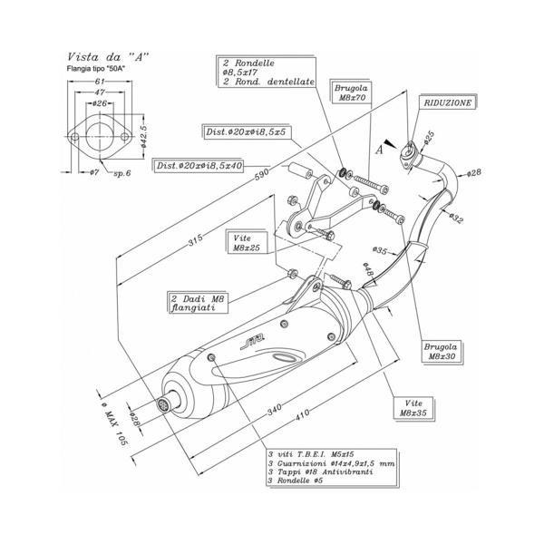 Scarico completo Leovince Sito racing acciaio Piaggio Typhoon 50 2018-2020