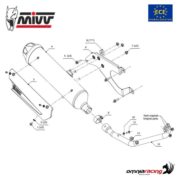 Mivv Urban Full System Exhaust Catalyzed Inox Homologated for Kymco