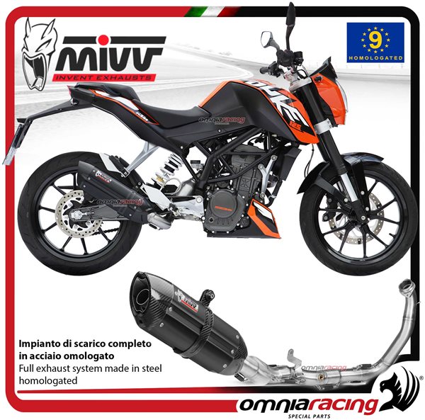 MIVV SUONO impianto di scarico completo omologato 1x1 in acciaio nero per KTM 125 DUKE 2011>2016