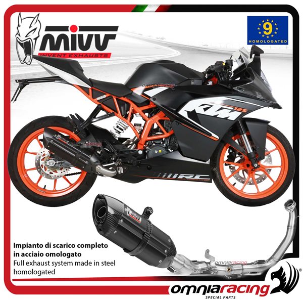 MIVV SUONO impianto di scarico completo omologato 1x1 in acciaio nero per KTM RC125 2014>2016