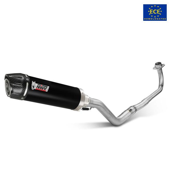 Mivv GP complete exhaust system approved black steel Voge Brivido 125R 2023-2024