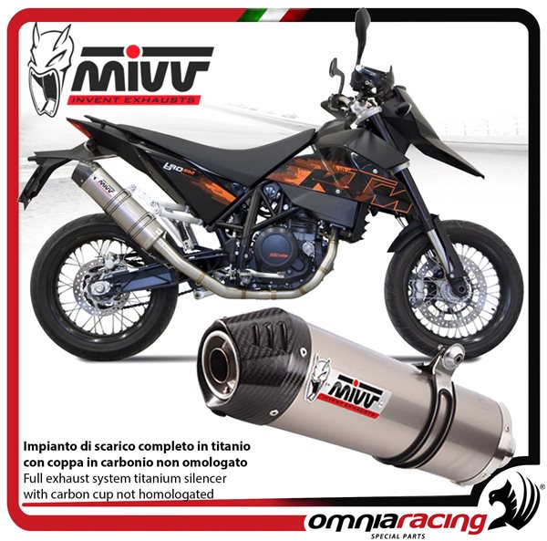 MIVV OVAL impianto di scarico completo non omologato 1x1 in titanio per KTM 690SM 2007>2012