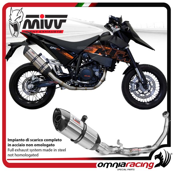 MIVV SUONO impianto di scarico completo non omologato 1x1 in acciaio per KTM 690SM 2007>2012