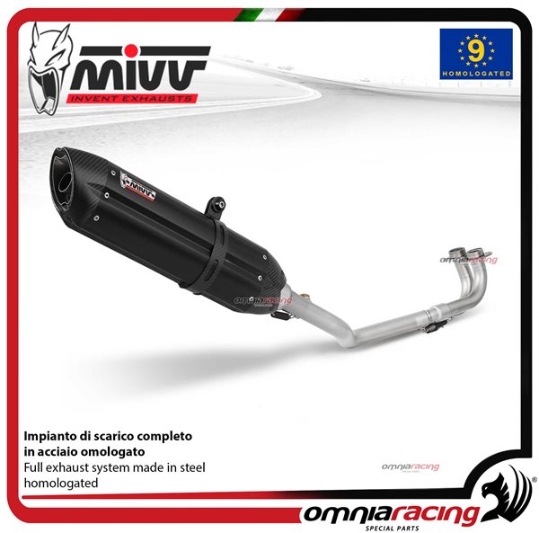 MIVV SUONO impianto di scarico completo omologato 2x1 in acciaio nero per YAMAHA TMAX 500 2001>2007