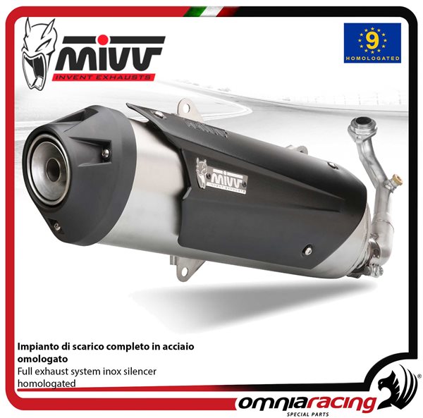 MIVV URBAN impianto di scarico completo omologato 1x1 in acciaio per APRILIA SR300 MAX 2012>2016