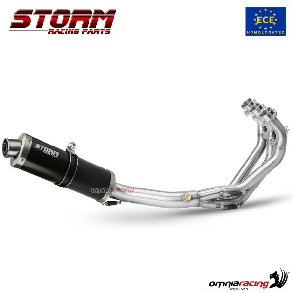 Full system homologated Storm Oval black steel exhaust for Yamaha MT09 2013>