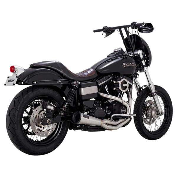 Vance&hines spazzolato full exhaust Upsweep 2:1 Harley Davidson Dyna Fat Bob 2008-2011