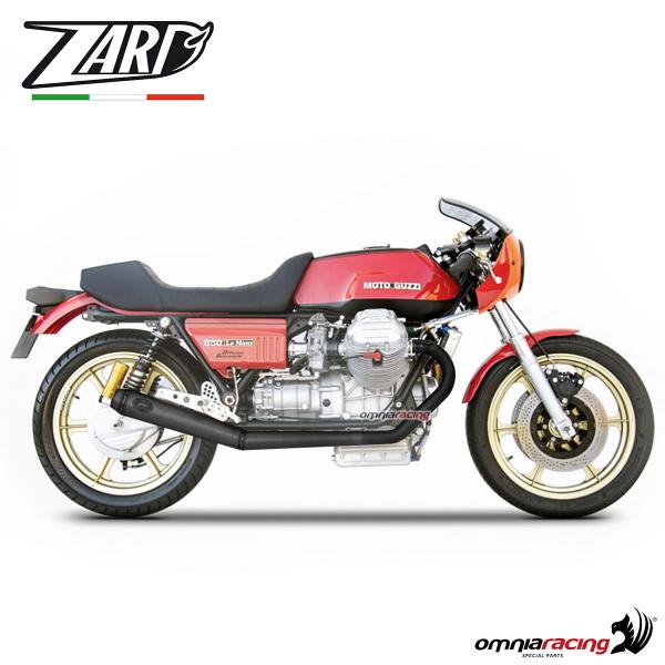 Zard full exhaust system black steel silencer and steel colectors racing 2:2 for Moto Guzzi Le Mans