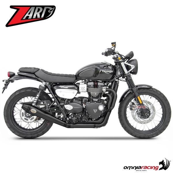 Zard full exhaust system black steel silencer racing for Triumph Street Scrambler 2017>2019