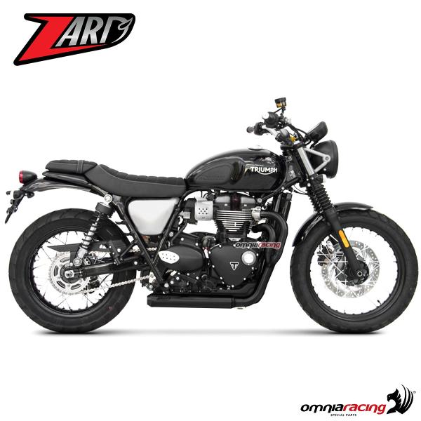 Zard full exhaust system black steel silencer racing for Triumph Scrambler 2017>2019