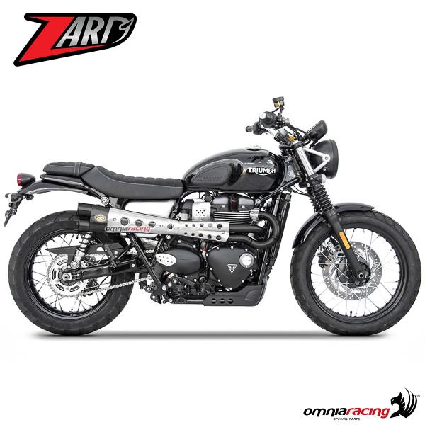 Zard impianto di scarico completo alto in acciaio nero non omologato per Triumph scrambler 2019>